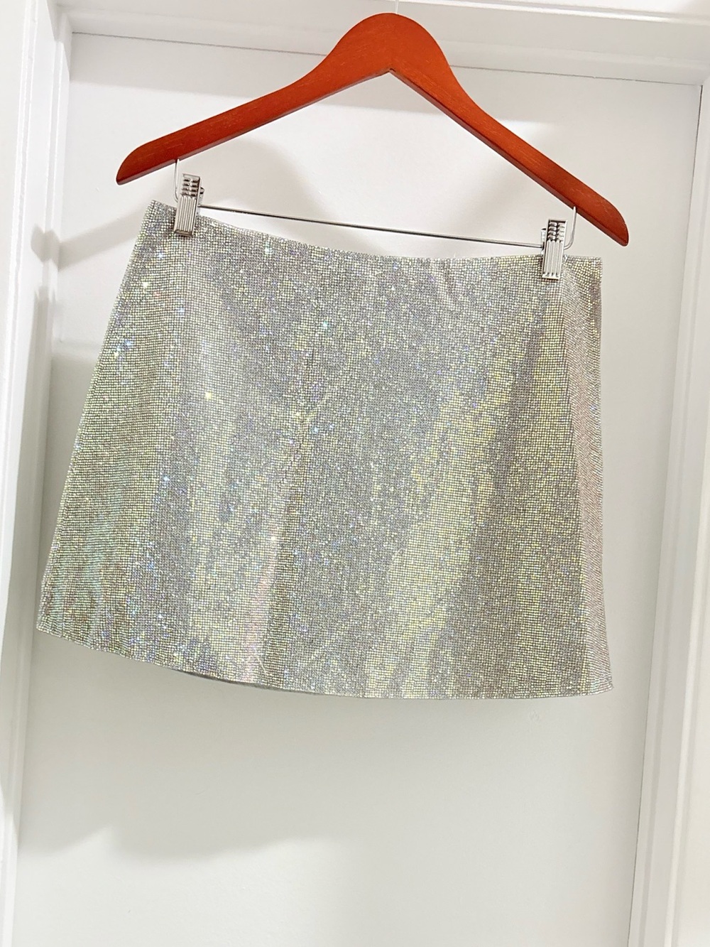 House of Harlow 1960 Silver Holographic Mini Skirt
